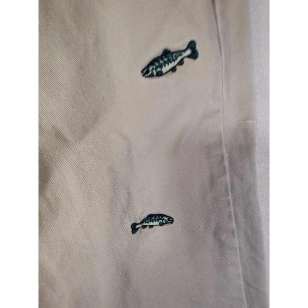 J.Crew The Sutton Chinos Mens 32x32 Khaki Embroidered Fish All Over Trousers